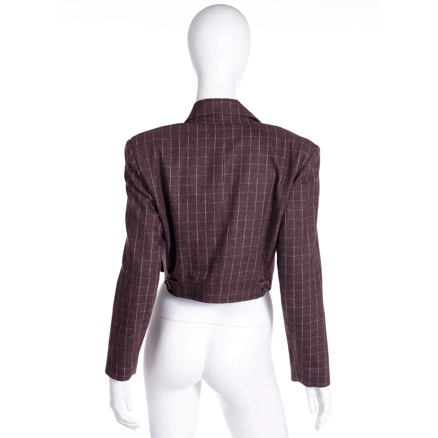 F/W 1991 Isaac Mizrahi Cropped Plaid Wool Runway Jacket