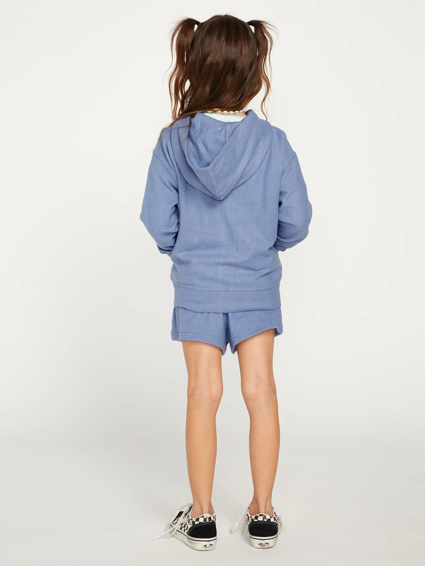 Girls Lived in Lounge Zip Fleece - Washed Blue