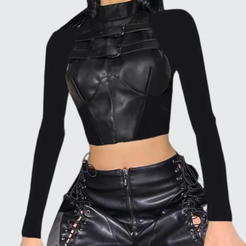 Gothic Dark Leather Tops