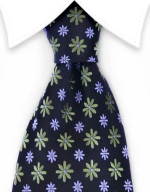 Green Daisy Flower 4" Wide Tie