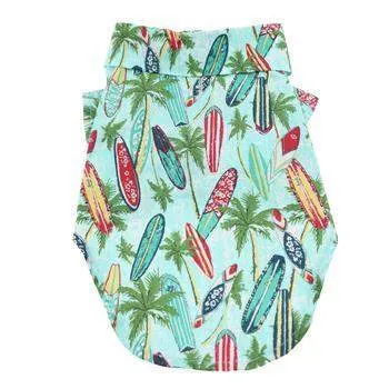 Hawaiian Camp Dog Shirt - Surfboards and Palms