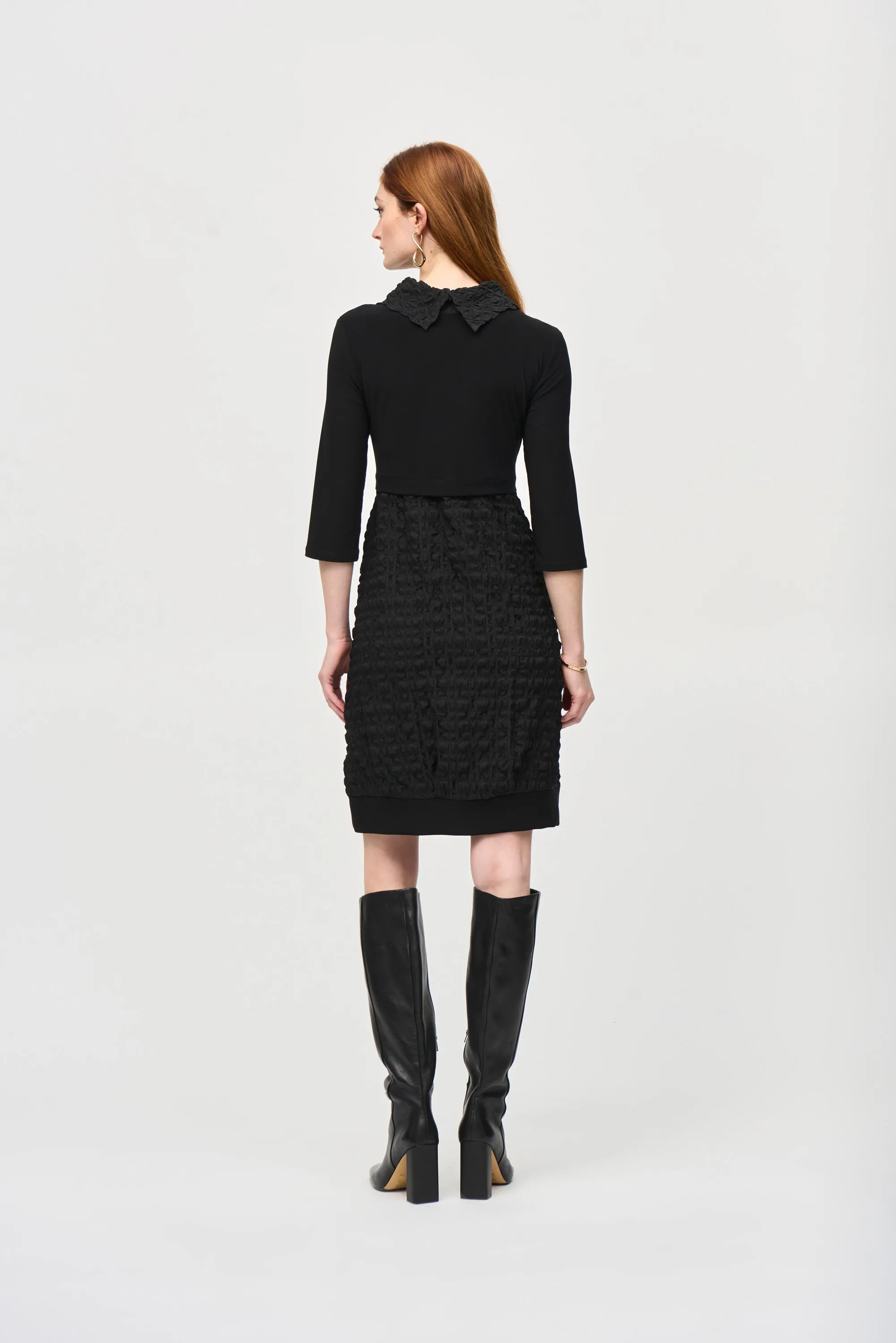 Jacquard And Silky Knit Cocoon Dress