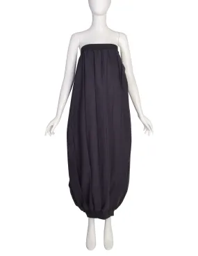 Jean Paul Gaultier Vintage 1980s Charcoal Black Wool Convertible Pleated Bubble Dress Skirt