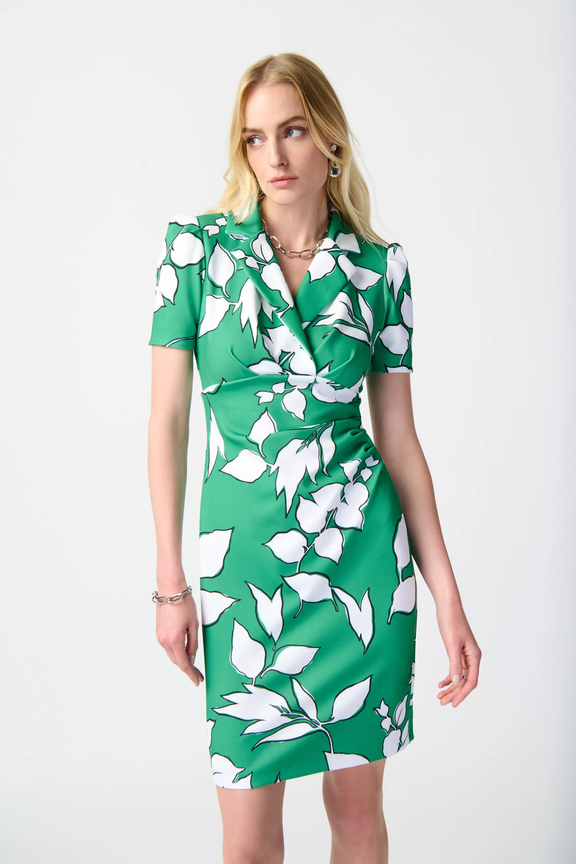 Joseph Ribkoff Floral Print Crepe Dress 241033 - Green/Multi