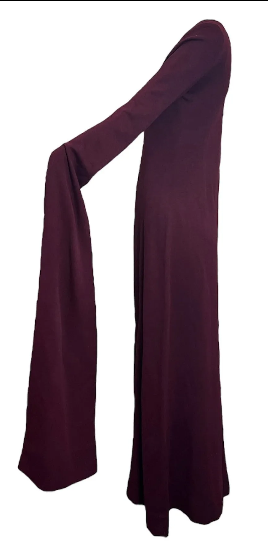 Joshua Tree California 1970s Wine Colored Maxi Dress with Medieval Sleeves