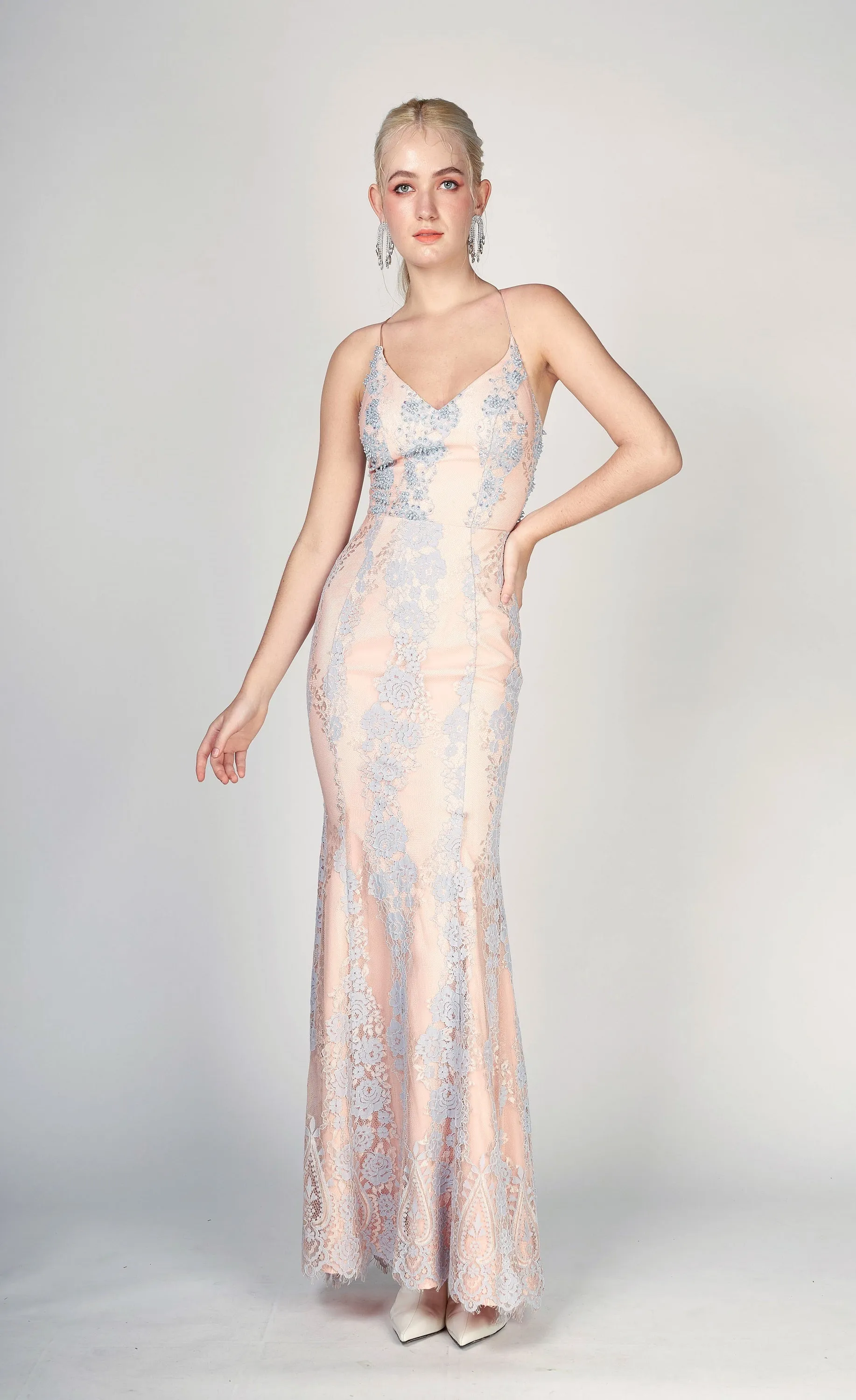 Joslyn Bareback Beaded Lace Gown