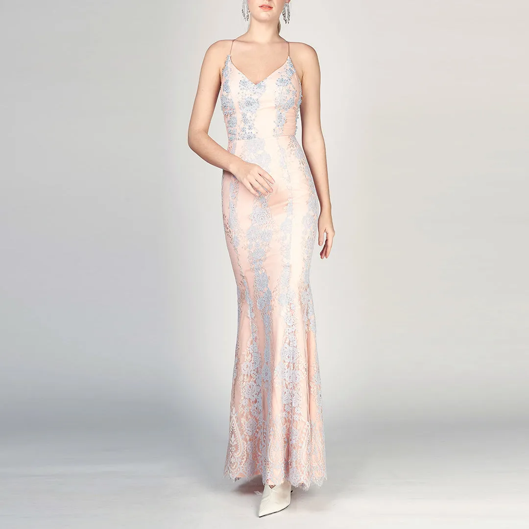 Joslyn Bareback Beaded Lace Gown