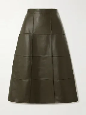 Keller paneled leather midi skirt