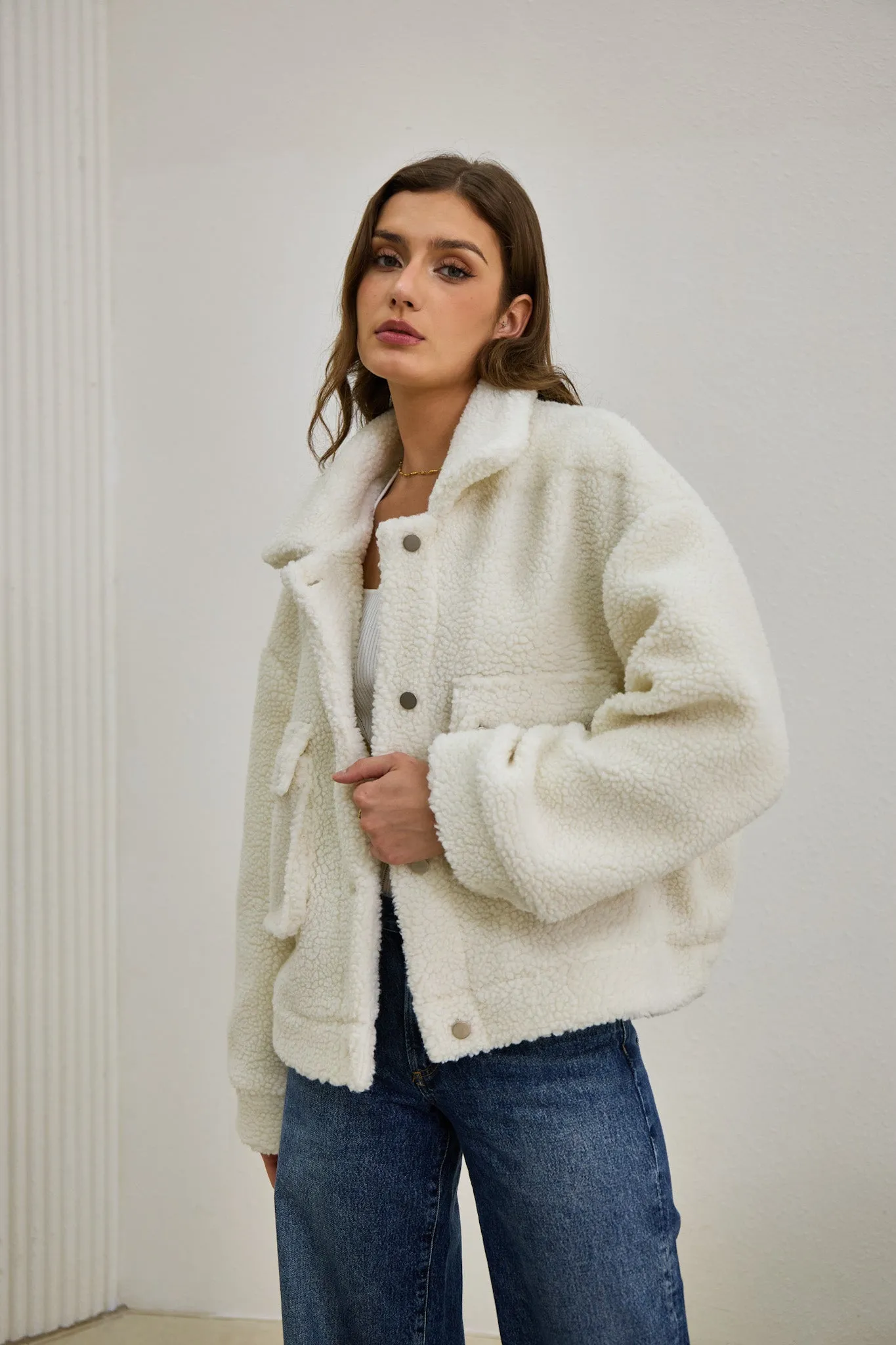 Kyla Off White Teddy Jacket