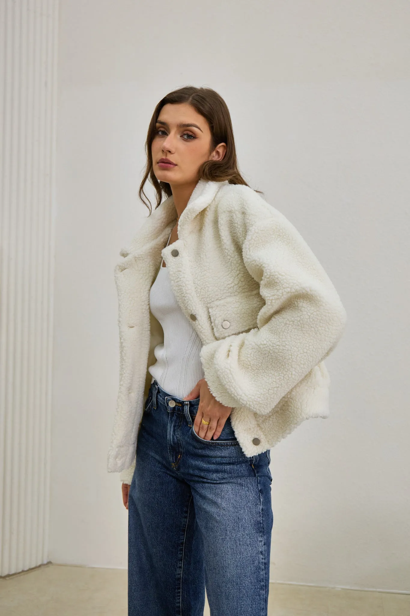 Kyla Off White Teddy Jacket