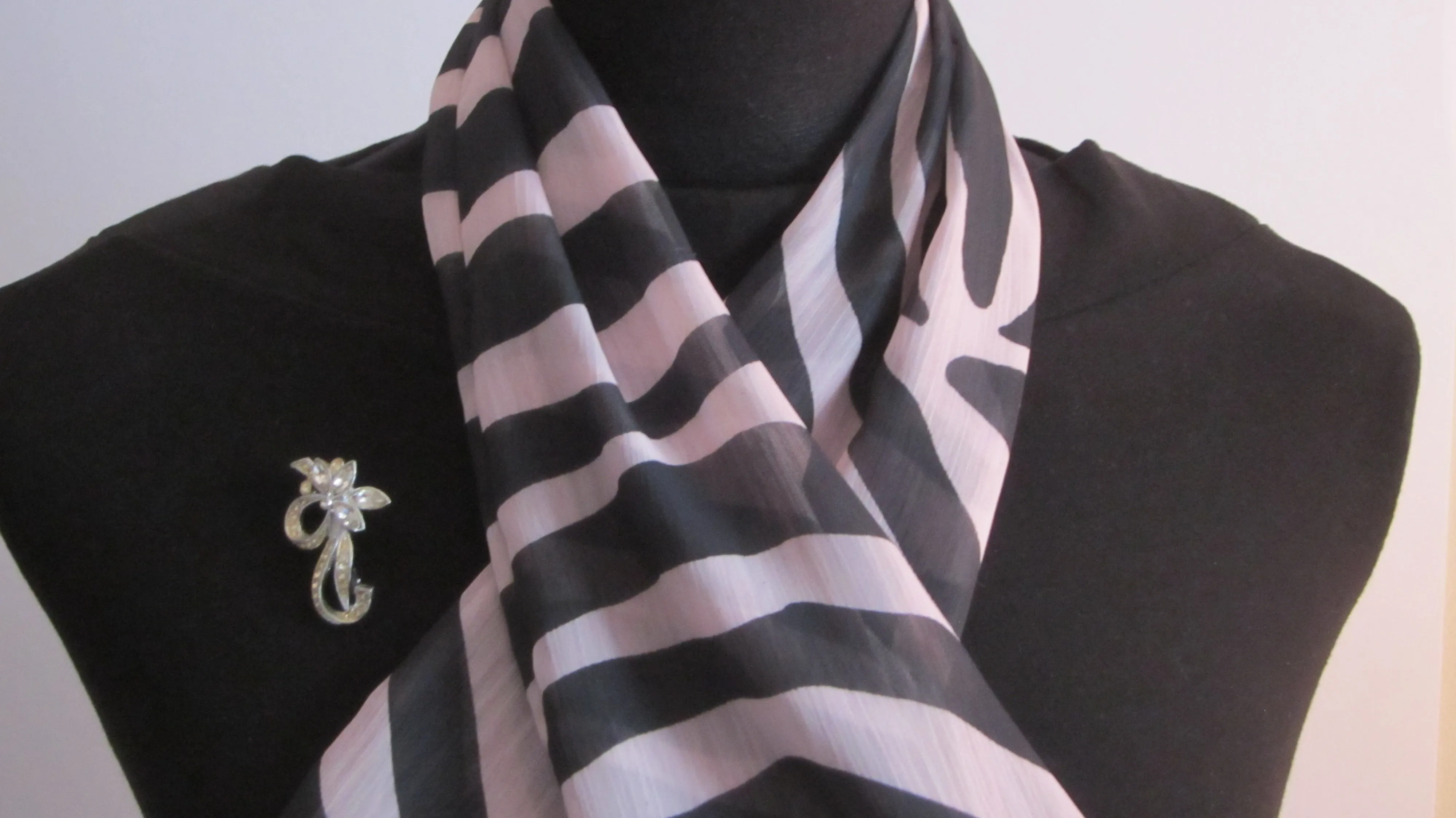 Ladies Slim Chiffon Zebra Print Neck Scarf