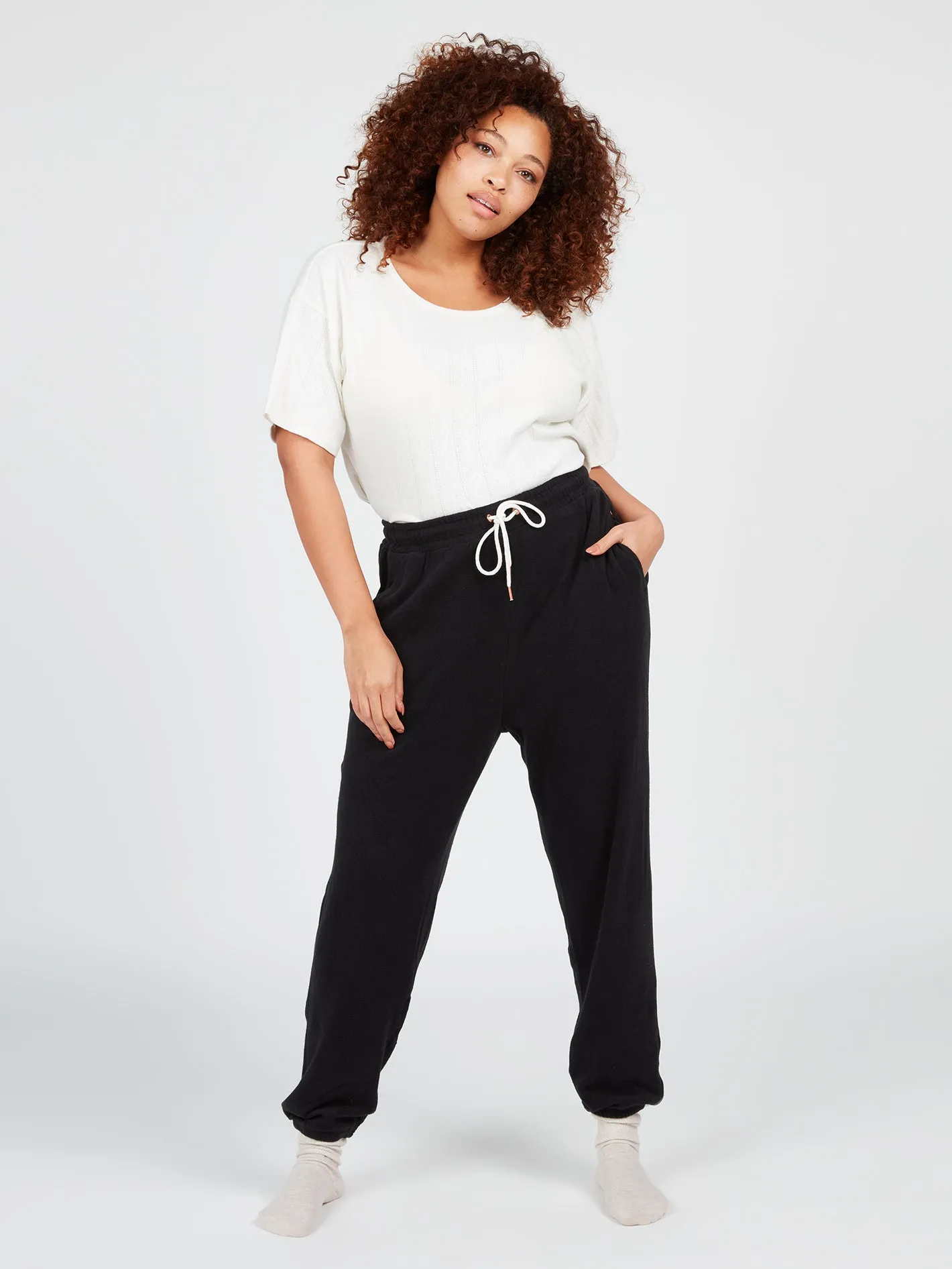 Lived In Lounge Plus Size Fleece  Pant - Black