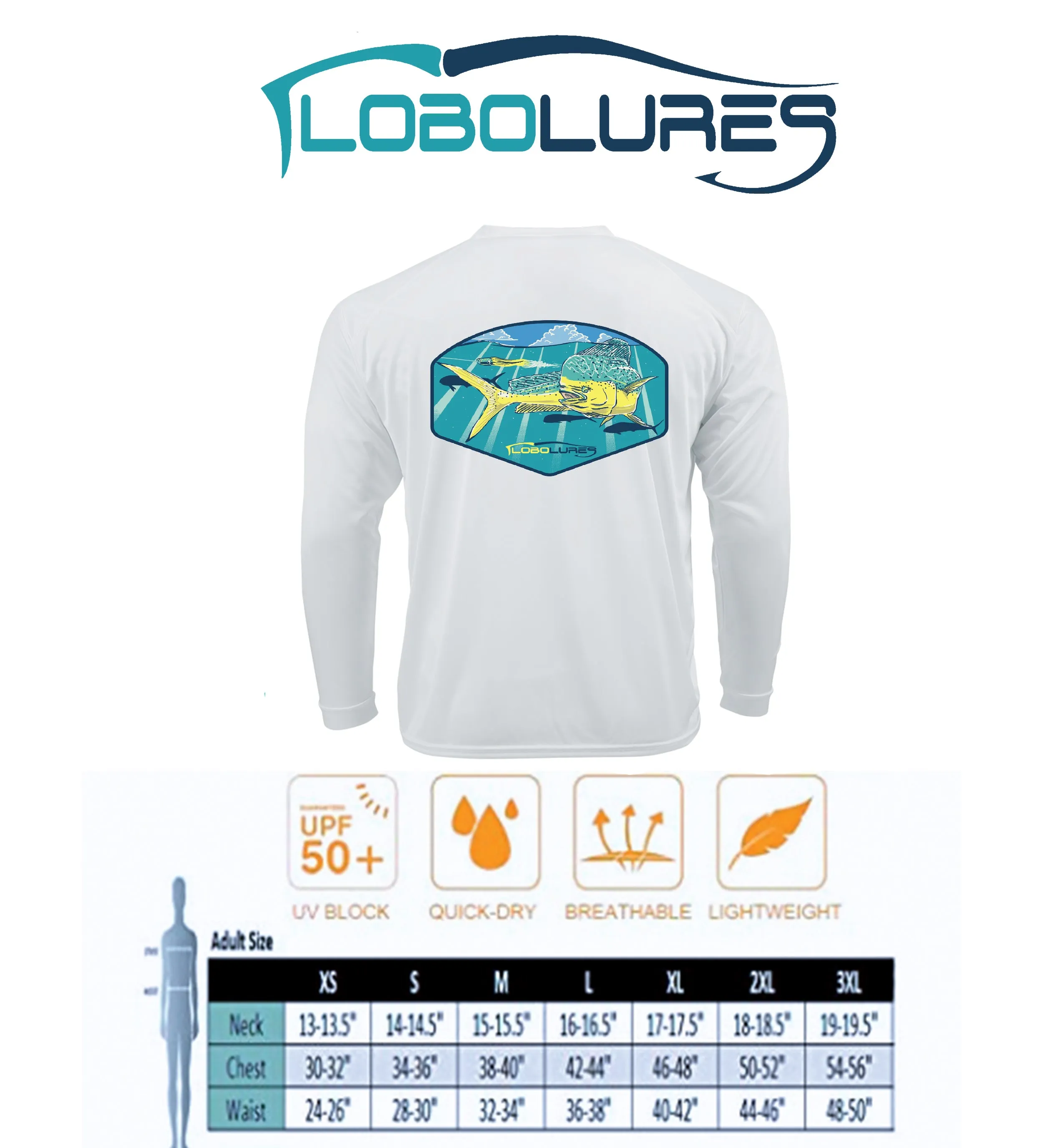 Lobo Lures Bully Mahi Lifestyle Fishing Long Sleeve Performance UPF50  Dri-fit T-Shirt