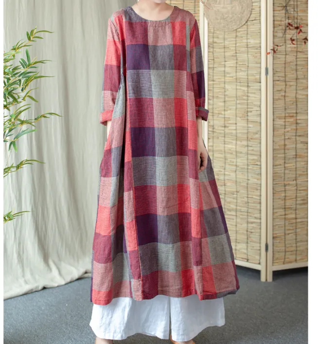 Loose Long Sleeve Women Dresses Cotton Outwear Women Dress XMLP9201229