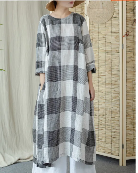 Loose Long Sleeve Women Dresses Cotton Outwear Women Dress XMLP9201229