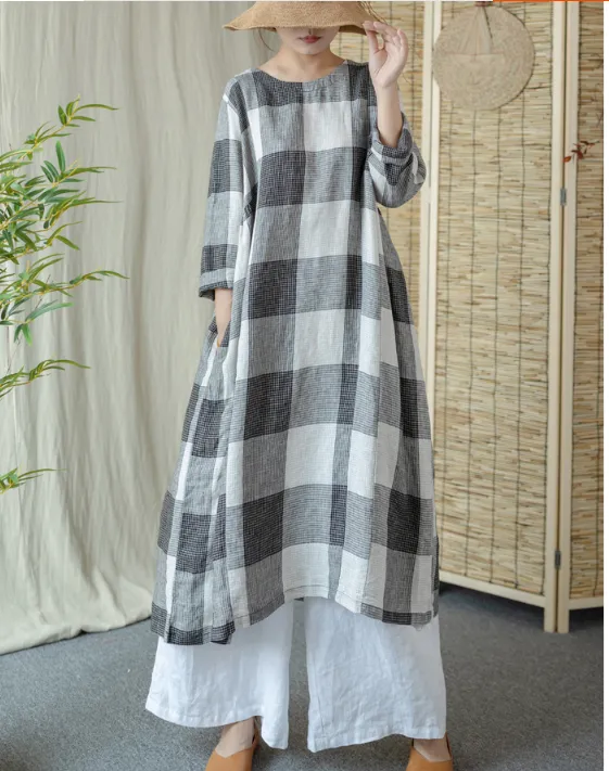 Loose Long Sleeve Women Dresses Cotton Outwear Women Dress XMLP9201229