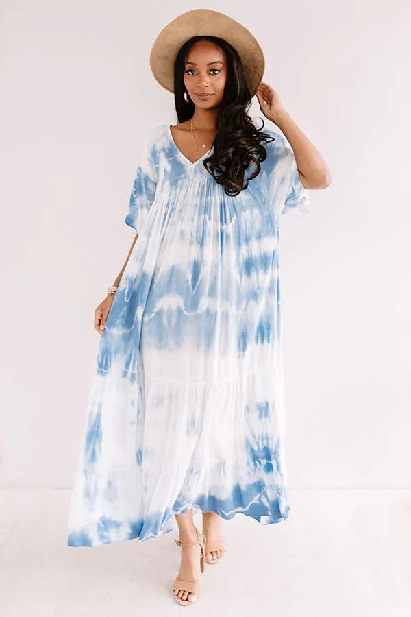 Lovely Waves Tie Dye Maxi In Sky Blue