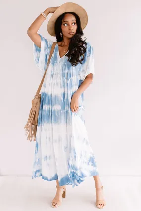 Lovely Waves Tie Dye Maxi In Sky Blue