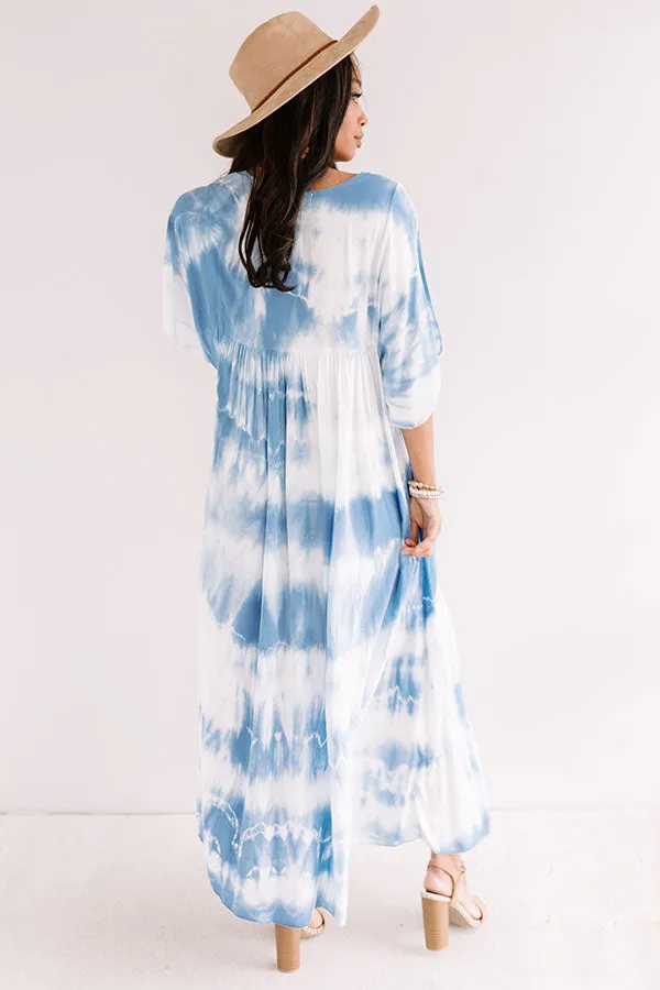 Lovely Waves Tie Dye Maxi In Sky Blue