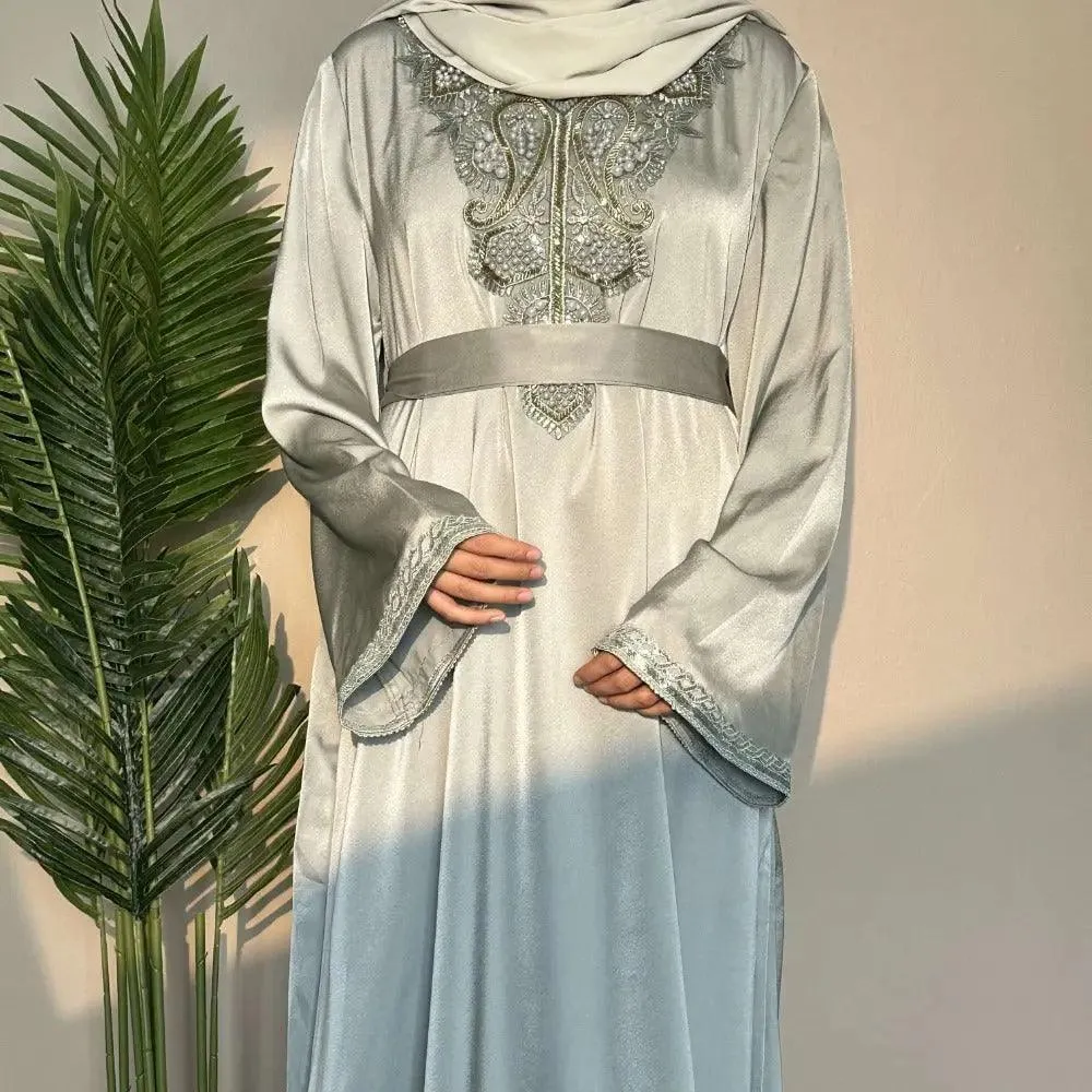 MA044 Satin Embroidered Plain Abaya