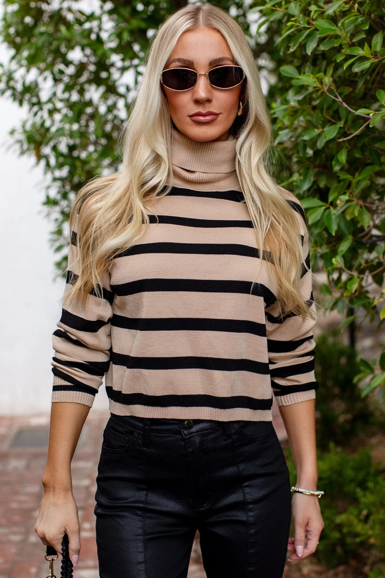 Marli Black & Khaki Turtleneck Sweater