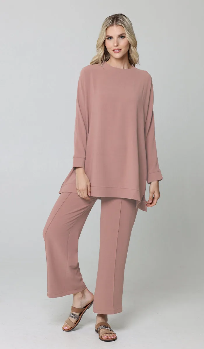 Marvi Loose Dolman Sleeve Shirt - Dusty Rose