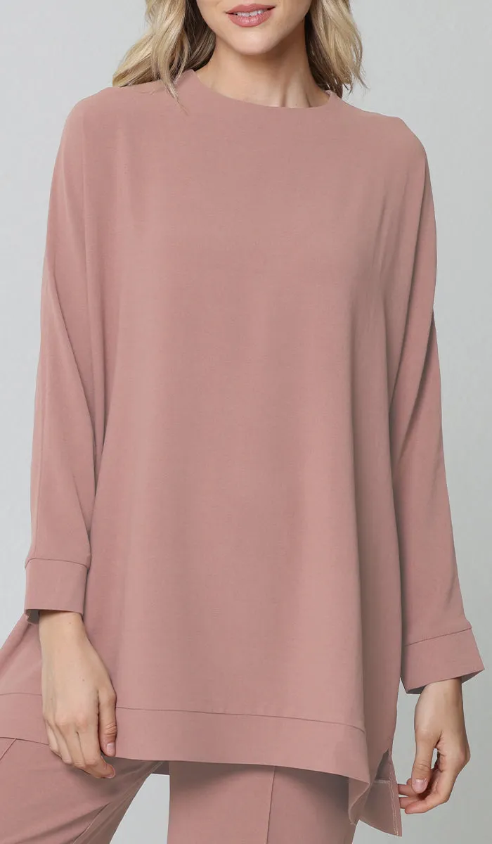 Marvi Loose Dolman Sleeve Shirt - Dusty Rose