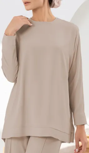 Marvi Loose Dolman Sleeve Shirt - Latte