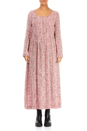 Maxi Red & White Tweed Smock Dress