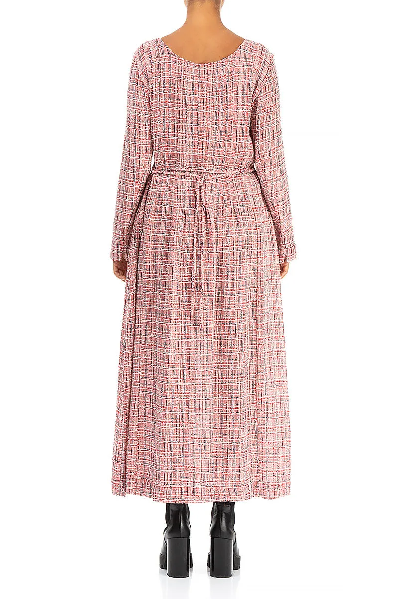 Maxi Red & White Tweed Smock Dress