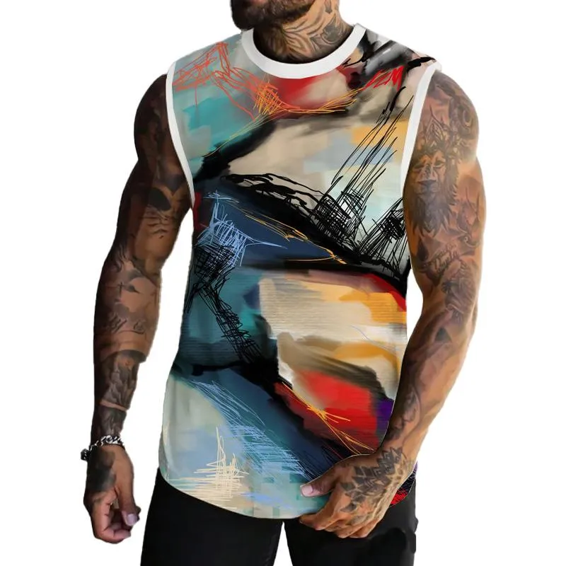 Men's Basic Printed Round Neck Vest 70904446YM