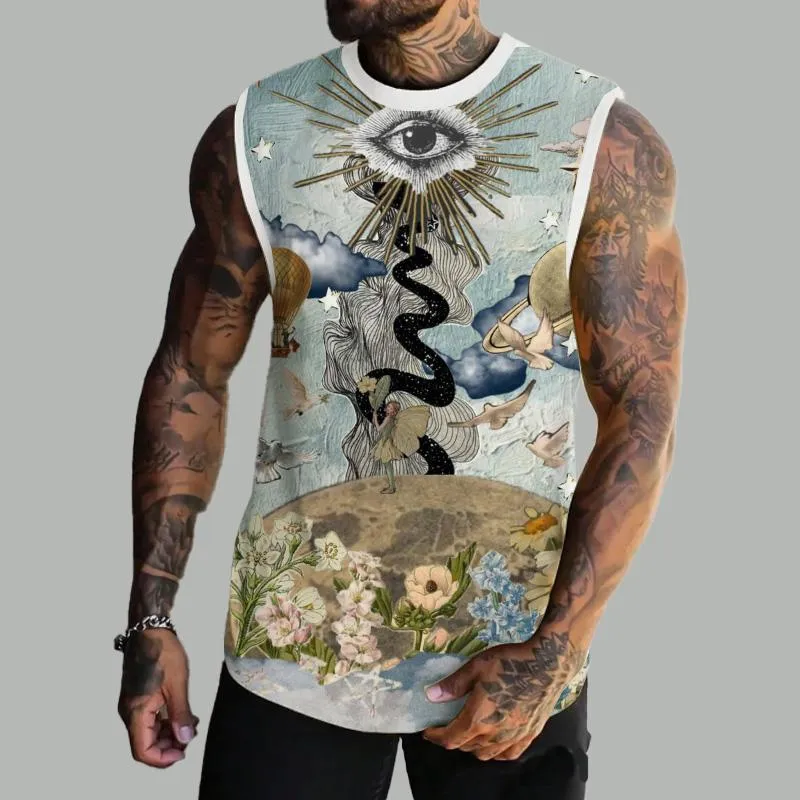 MEN'S BASIC PRINTED ROUND NECK VEST 89900662YM