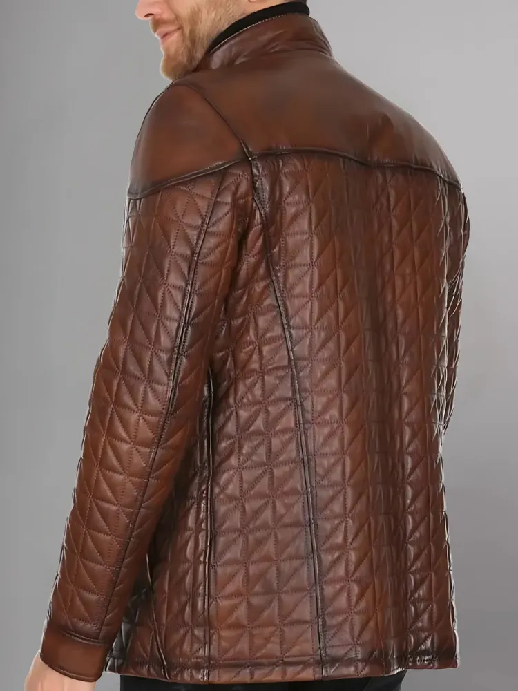 Mens Brown Quilted Jacket