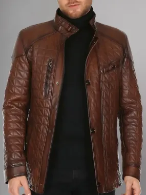 Mens Brown Quilted Jacket