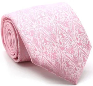 Mens Dads Classic Pink Paisley Pattern Business Casual Necktie & Hanky Set GO-2