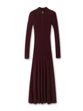 Merino cashmere high zip neck maxi dress