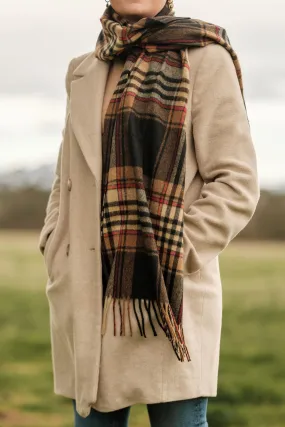 Merino Wool Oversize Tartan Scarf | Francis Chocolate