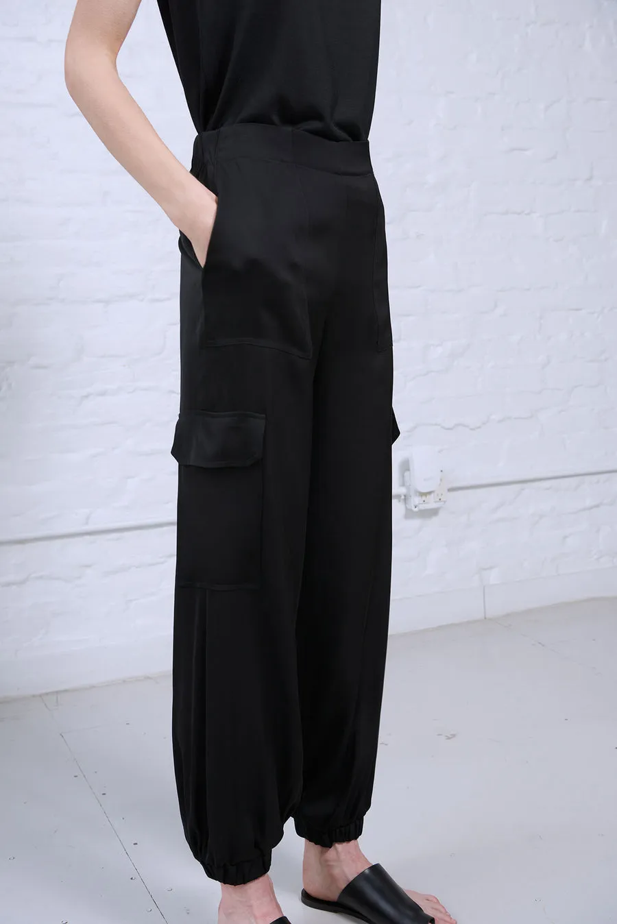 Minimalist Marilyn Vegan Silk Black Cargo Pant