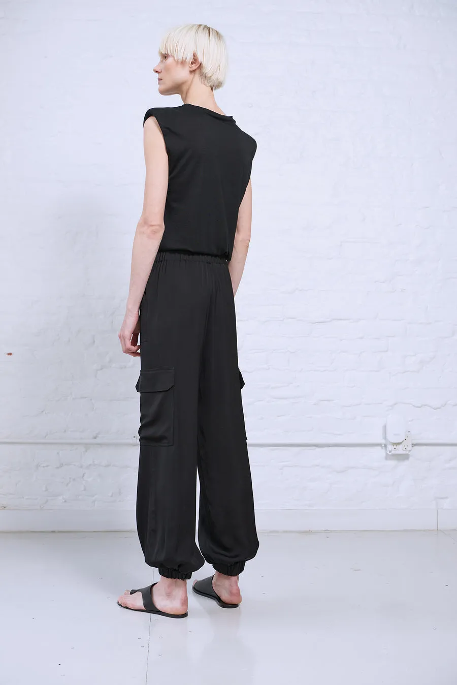 Minimalist Marilyn Vegan Silk Black Cargo Pant