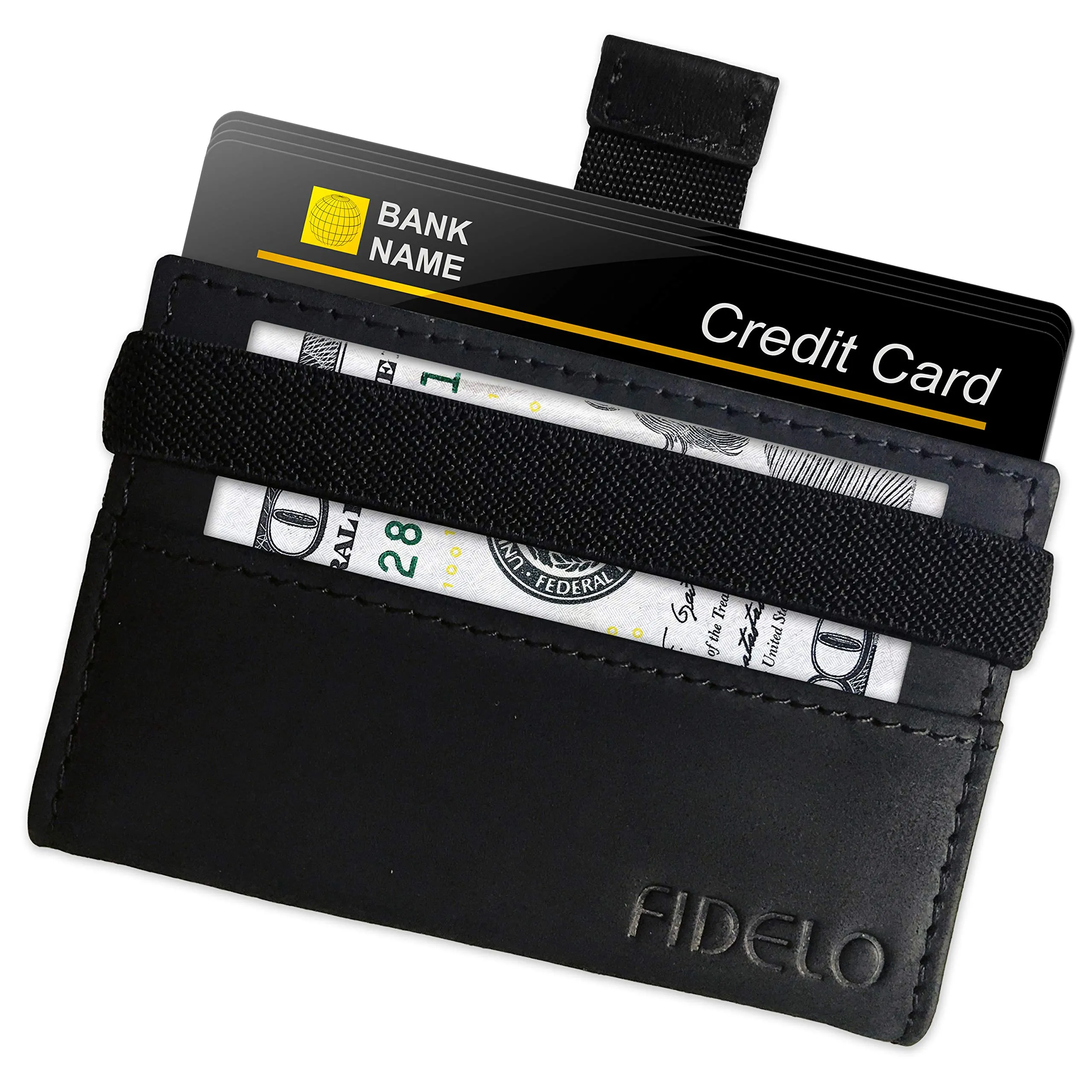 Minimalist Wallet Credit Card Holder  Fidelo Mens Slim Wallet - RFID Blocking   Full