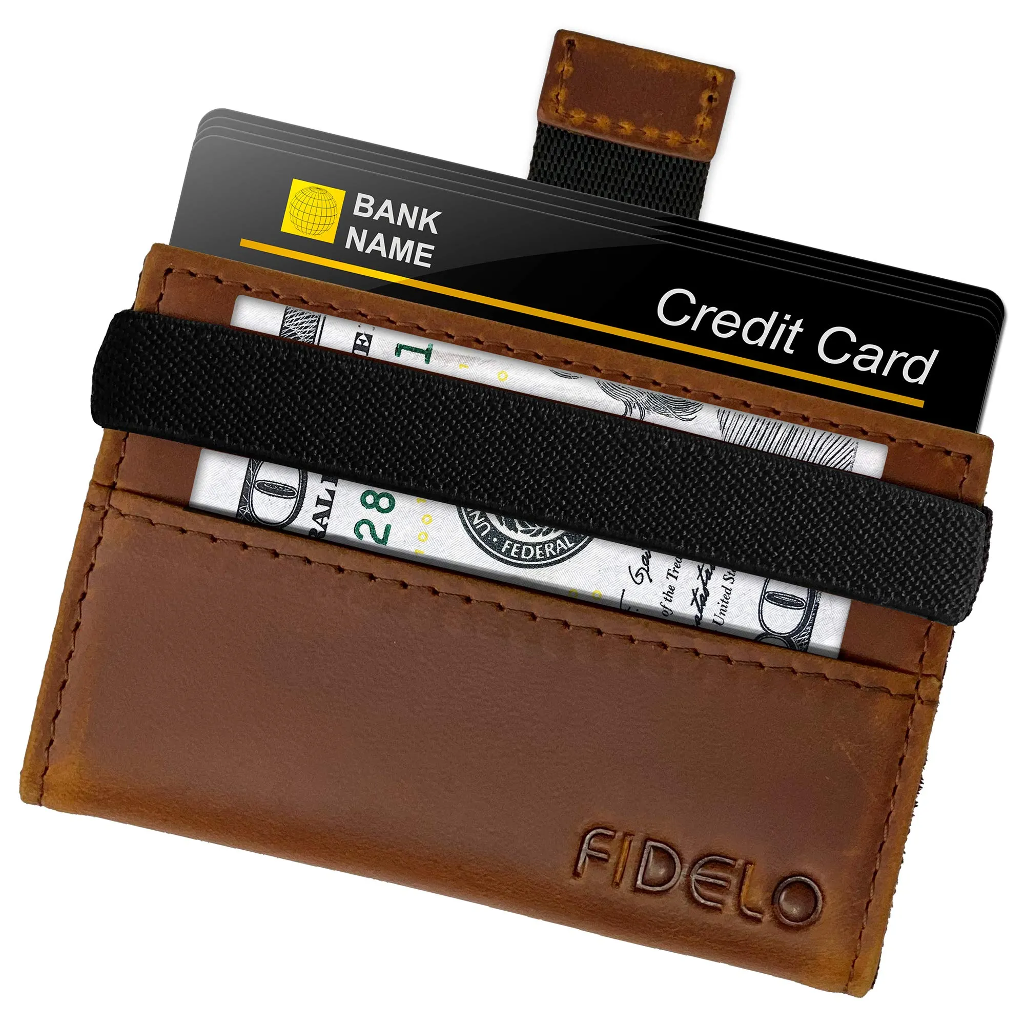 Minimalist Wallet Credit Card Holder  Fidelo Mens Slim Wallet - RFID Blocking   Full