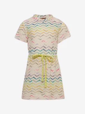 Missoni Girls Zigzag Knit Dress in Beige