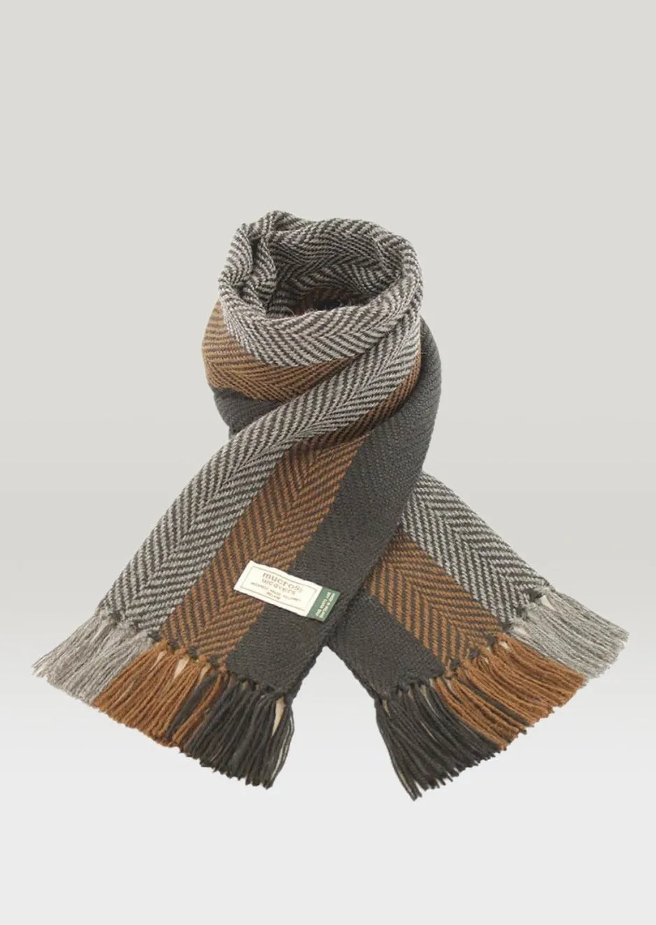 Mucros Alpaca Scarf | Brown Charcoal Grey