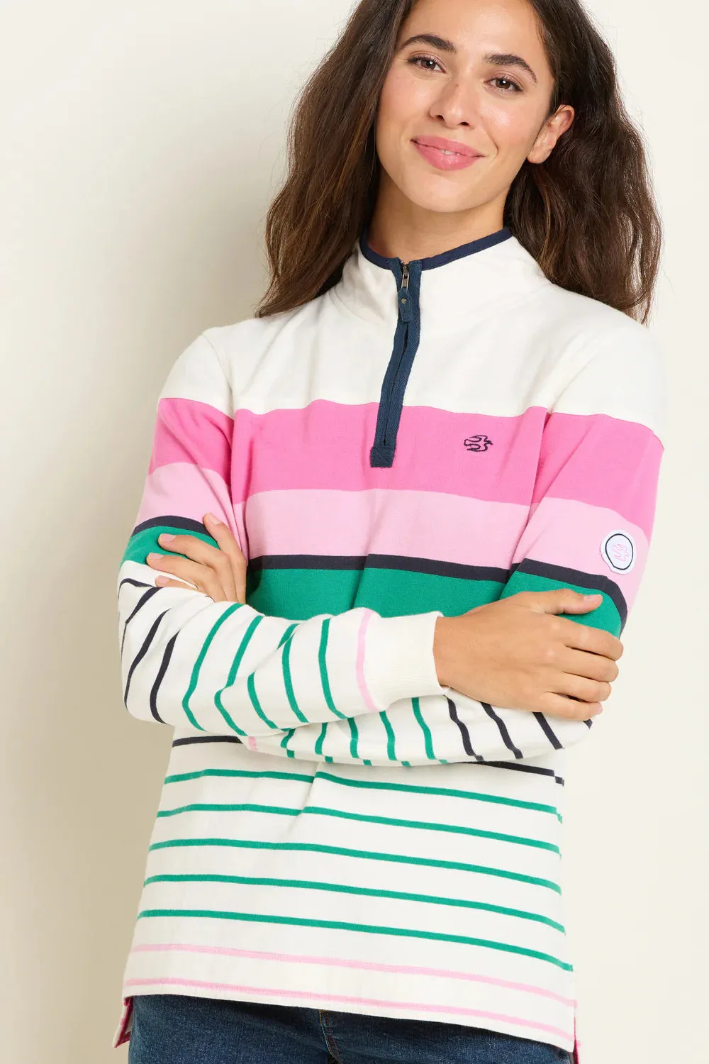 Multi Coloured Stripe Quarter Zip Sweat