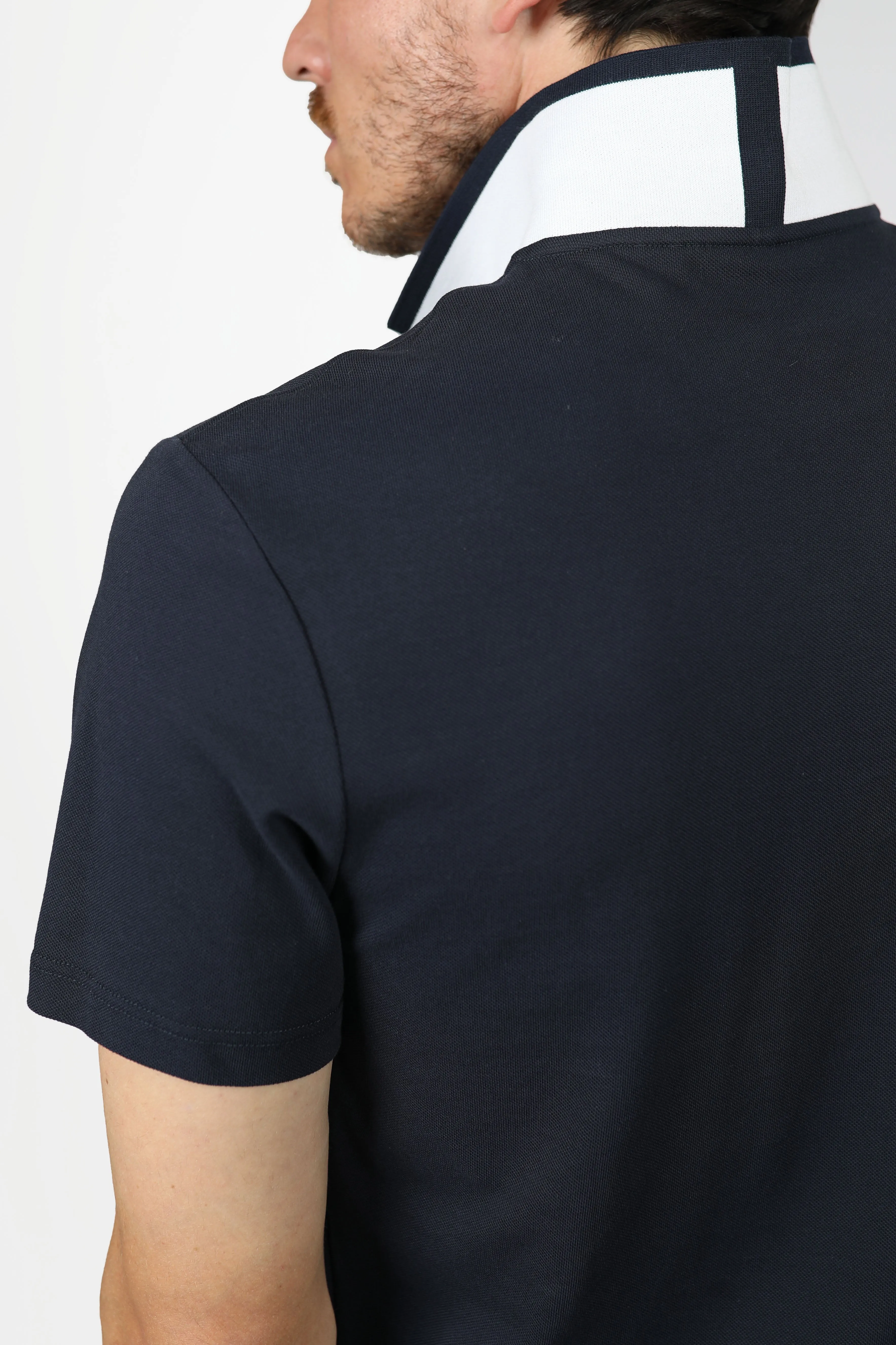 Navy Button Pique Polo