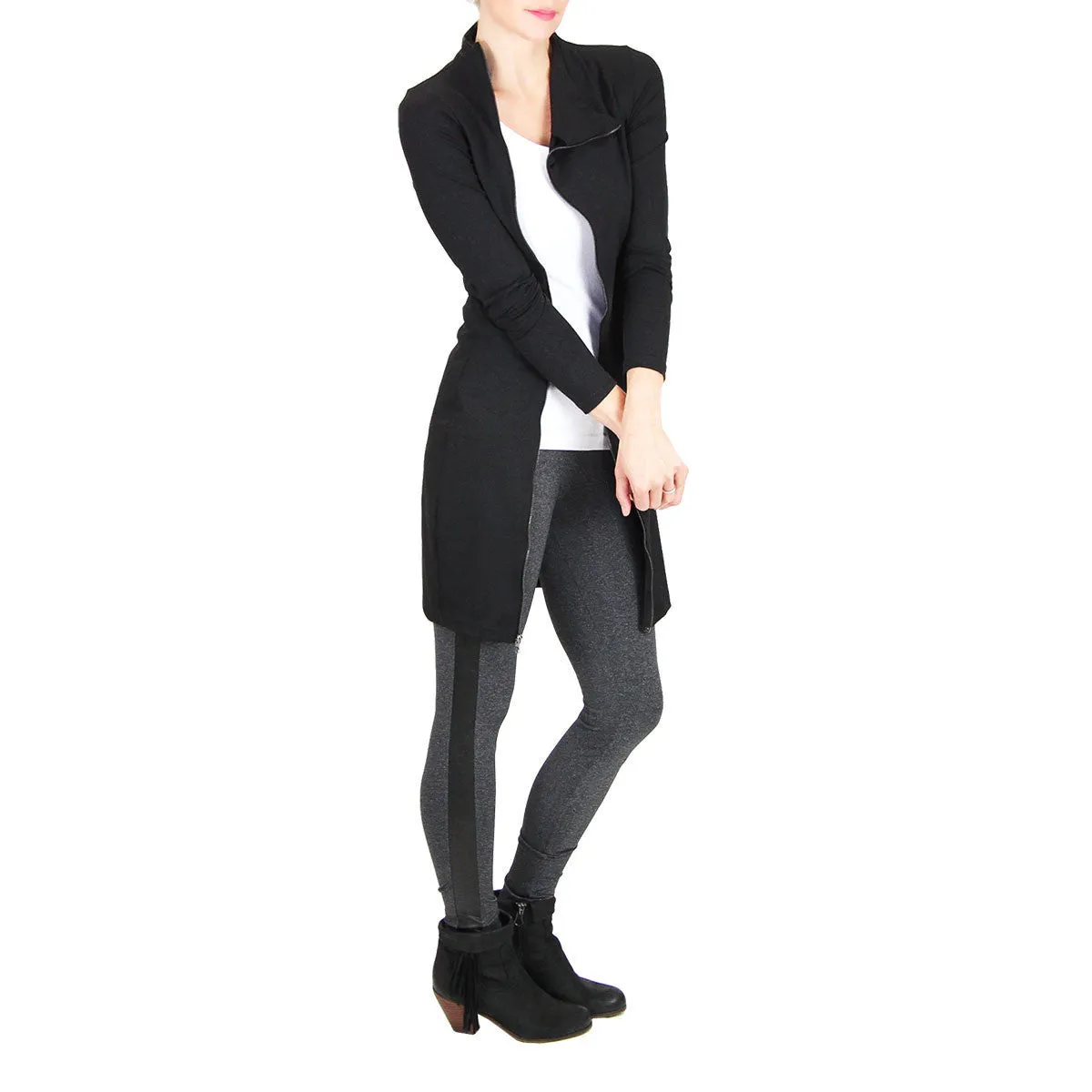 Navy Tuxedo Legging with Vegan Leather