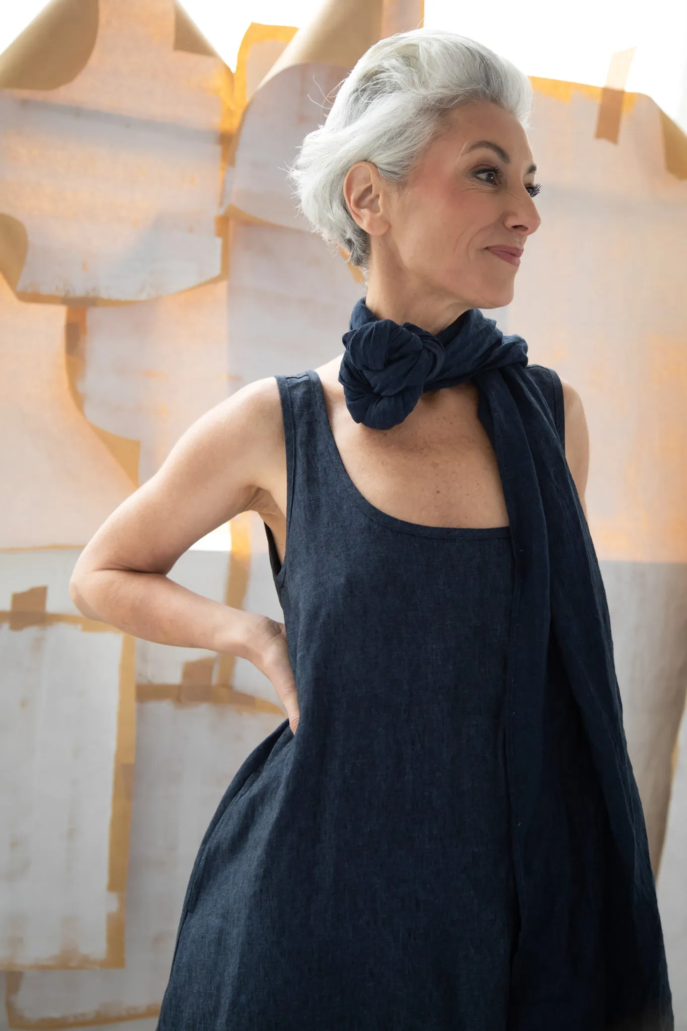 Obi Scarf | Navy Gauze