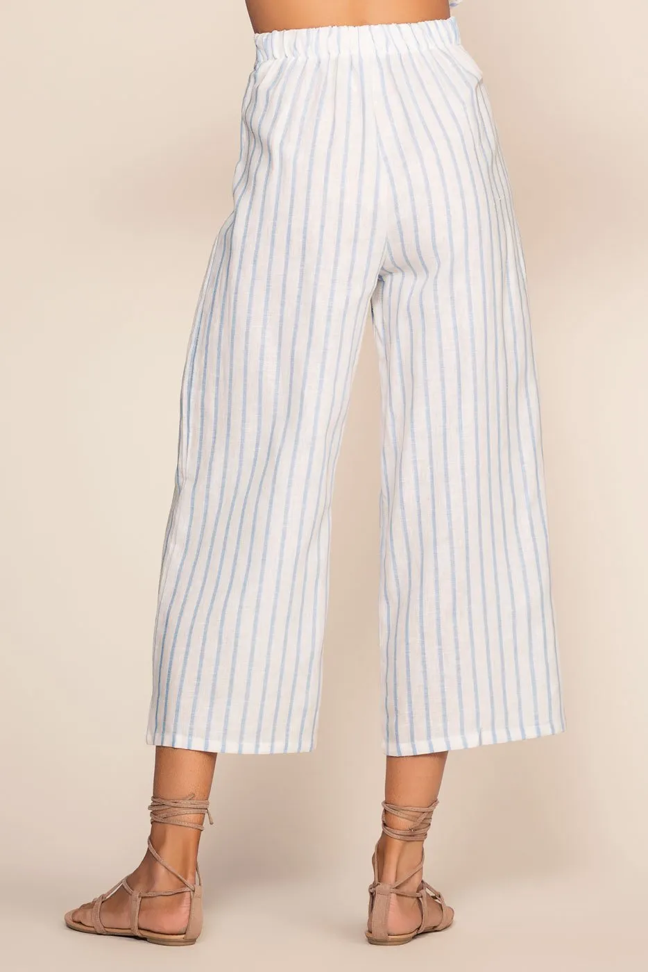 On My Way To Rio Striped High Waist Culottes - Blue