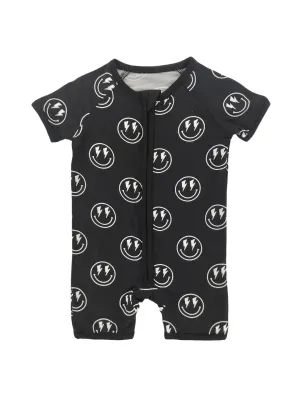 Onyx Lightning Smiley Bamboo Short Romper