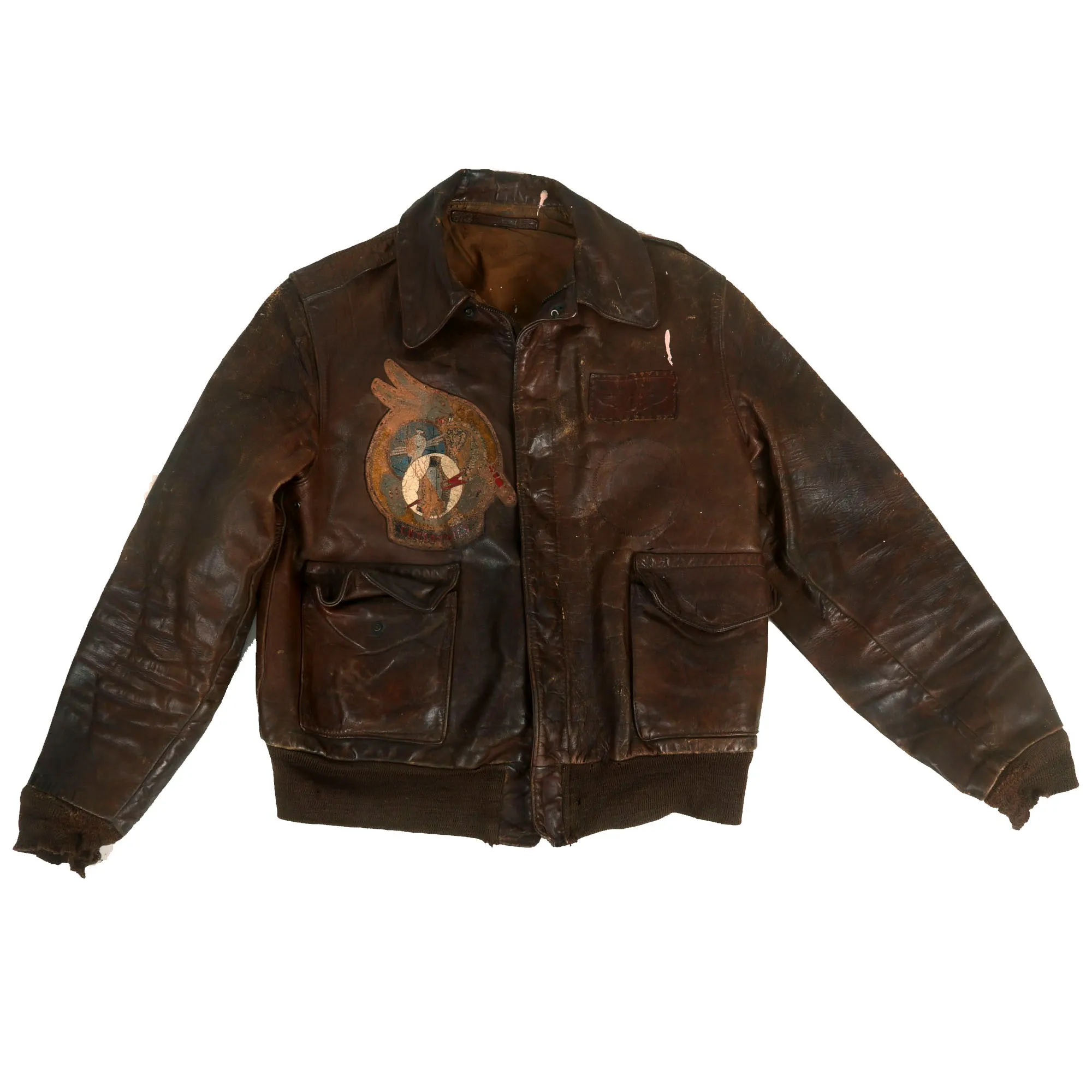 Original U.S. WWII Cottontails Patched A-2 Flying Jacket Grouping - Navigator Lieutenant Russell L. Schafer - 15th Air Force, 450th Bomb Group